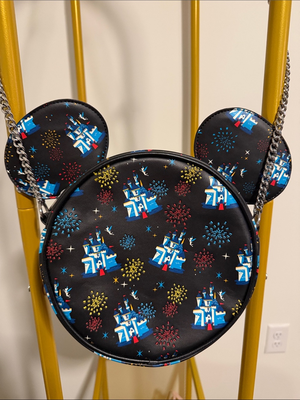 Loungefly Black and Blue Mickey Castle Ear Crossbody Bag - Picture 4 of 6